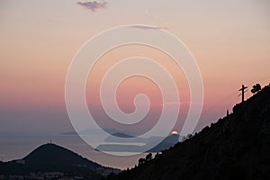 Sunset view from SRD Hill Dubrovnik Croatia