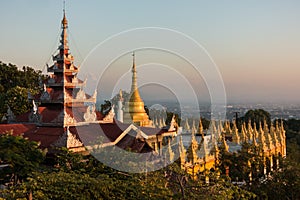 Sunset view at Su Taung Pyai Pagoda in Mandalay