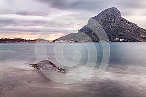 Sunset view of the Telendos island, from Myrties village in Kalymnos island, Greece.