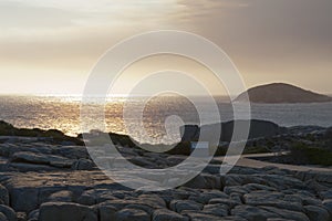 Sunset view Torndirrup National Park with island in background