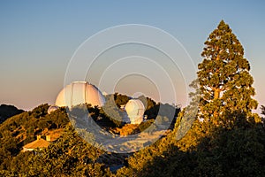 Sunset view towards observatories on top of Mt Hamilton, San Jose