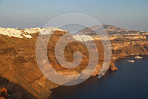 Colourful cliffs at sunset on the Greek island of Santorini