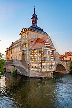 Sunset view of town hall in German city Bamberg