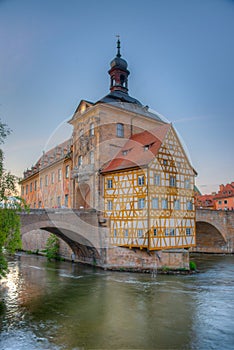 Sunset view of town hall in German city Bamberg