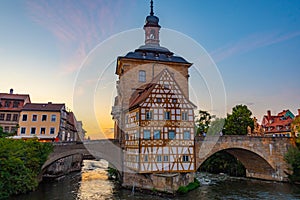 Sunset view of town hall in German city Bamberg