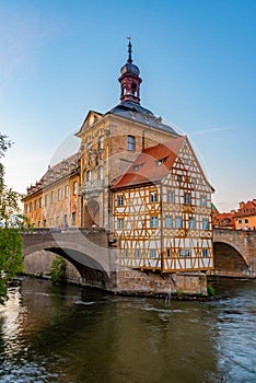 Sunset view of town hall in German city Bamberg