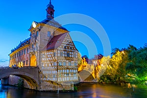 Sunset view of town hall in German city Bamberg