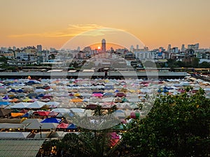 sunset view train night market, here is a big second-hand flea street food and bars