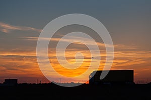 A sunset view and a truck