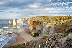 Sunset view of Twelve Apostles along Great Ocean Road, Australia