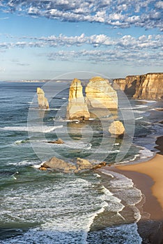 Sunset view of Twelve Apostles along Great Ocean Road, Australia