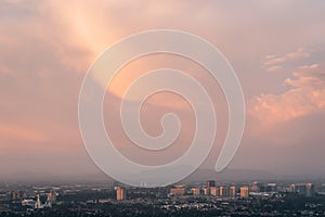 Sunset view of University City, from Mount Soledad in La Jolla, San Diego, California photo