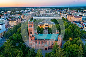 Sunset view of Vaasa Church or Trinity Church in Finland
