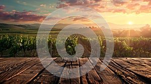 Sunset View at the Vineyard.AI generated image photo