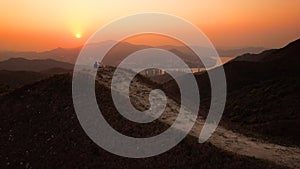 Sunset view of Wan Kok Shan, Sai Kung in Hong Kong with the townscape