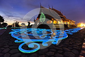 Sunset View of Wat Sirindhorn Wararam Phu Prao, Glow in the Dark Temple, Ubon Ratchathani, Thailand