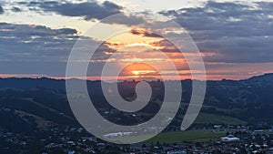 Sunset view of Whangarei city from Mount Parihaka Lookout, New Zealand