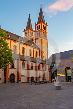 Sunset view of Wurzburger Cathedral in Germany photo