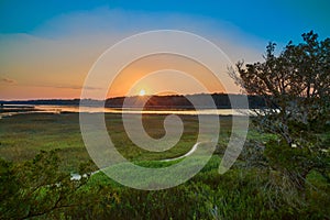 Sunset viewed from the observation tower at Skidaway Island State Park, GA