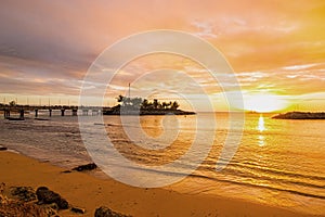 Sunset viewed from a secluded and serene beach on the North West Coast of Barbados.