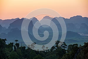 Sunset from the viewpoint of Wat Tham Seua