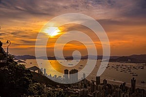 Sunset views from Lugard Lookout, Victoria Peak, Hong KOng