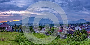 Sunset with views of Malang Java city of Indonesia