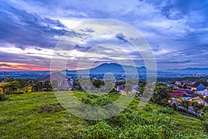Sunset with views of Malang Java city of Indonesia