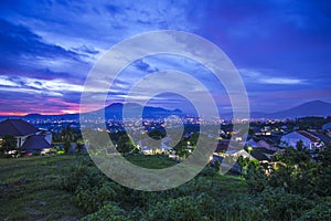 Sunset with views of Malang Java city of Indonesia
