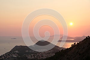 Sunset views on srd hill dubrovnik croatia