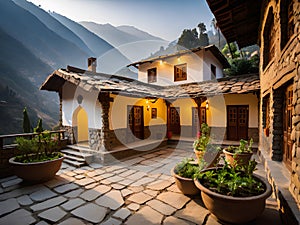 sunset in the village of the old house of the village of the sun