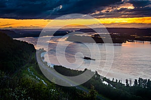 Sunset from the Vista House in Columbia River Gorge