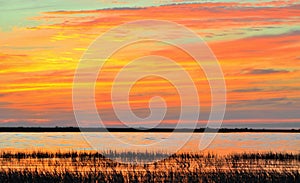 Sunset on the Volkhov river