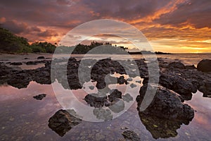 Sunset at Waialea Beach or Beach 69, Big Island Hawaii, USA