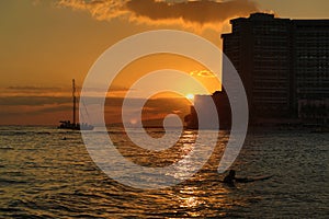 Sunset at waikiki beach