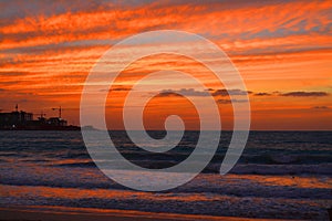 Sunset at The Walk Beach, Dubai UAE