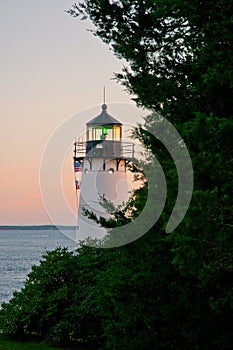 Sunset by Warwick Harbor Lighthouse Tower in Rhode Island