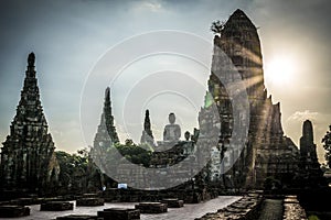 Sunset in Wat Chai Watthanaram temple