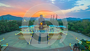 sunset at wat Huay Mongkol temple