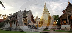 Sunset at wat phasing temple in chiang mai Thailand