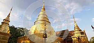 Sunset at wat phasing temple in chiang mai Thailand