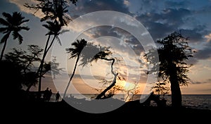 Sunset watchers at Anaehoomalu Bay