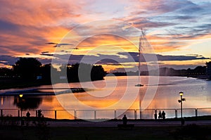 Sunset watchers by the lake