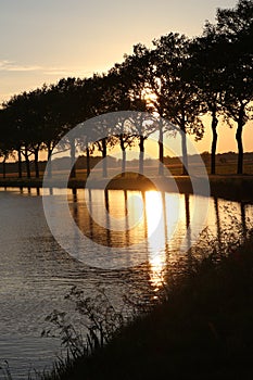 Sunset at the water in Holsloot