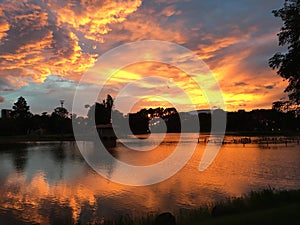 Sunset and water reflection