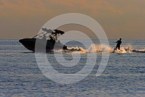 Sunset Water Skier / Skiing