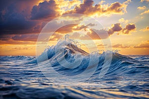 sunset wave, AI generated