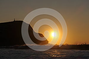 Sunset and waves at Borth Cliffs