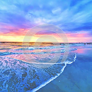 Sunset and waves on Madeira Beach, St Pete Florida