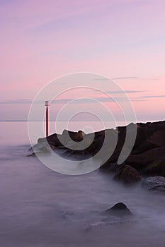 Sunset in West Bay, Dorset, England.